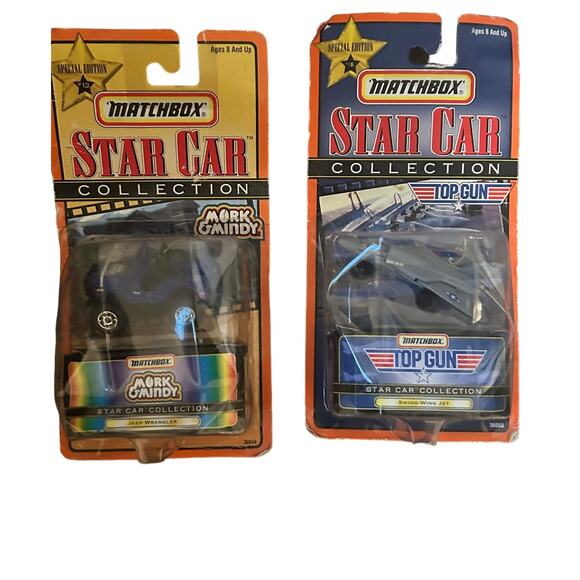 New in Package New Old Stock Lot of 2 Matchbox Star Cars Mork & Mindy/Top Gun - Picture 1 of 2